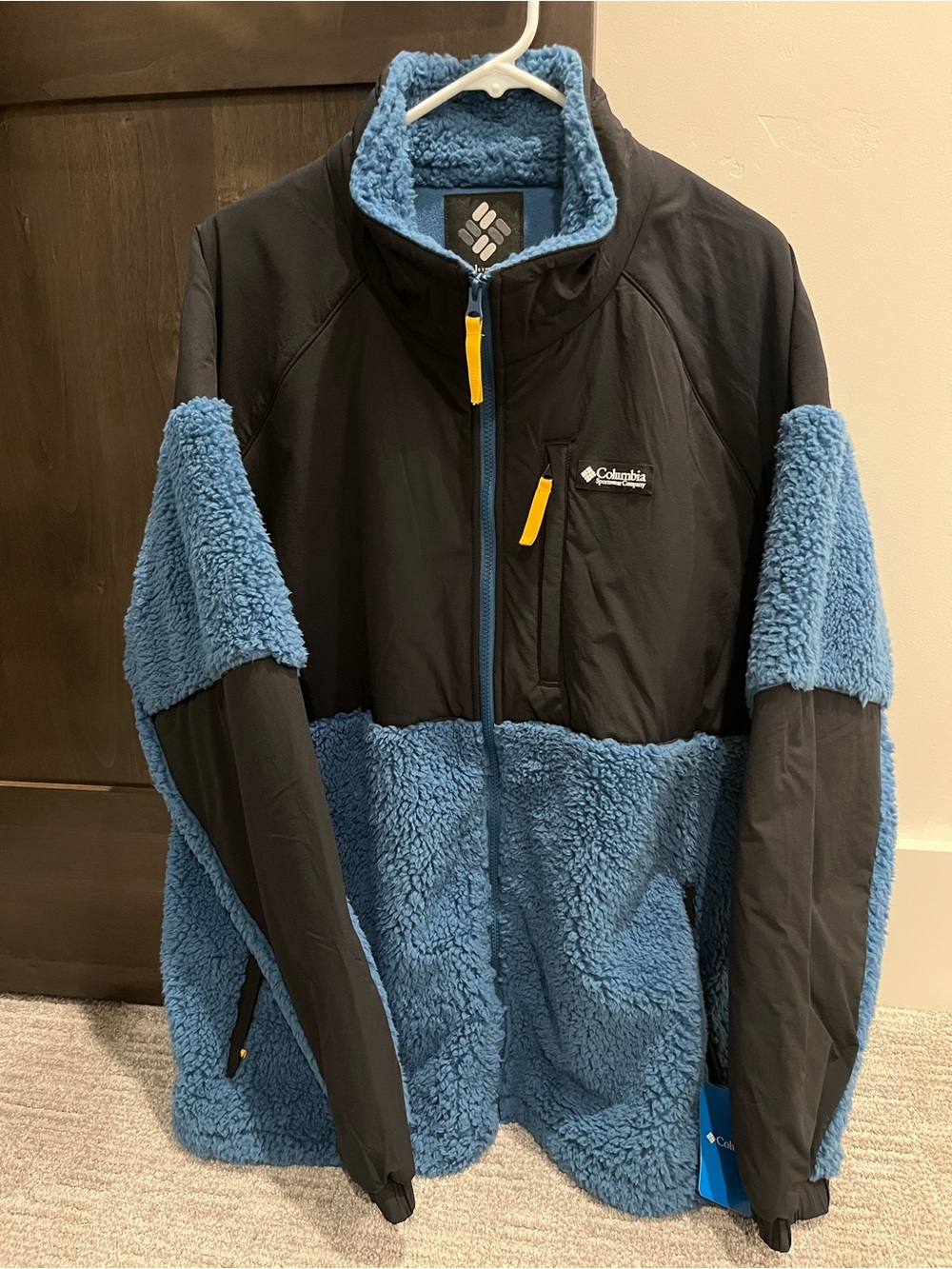 Columbia Light Blue Sherpa Fleece Jacket with Black Label